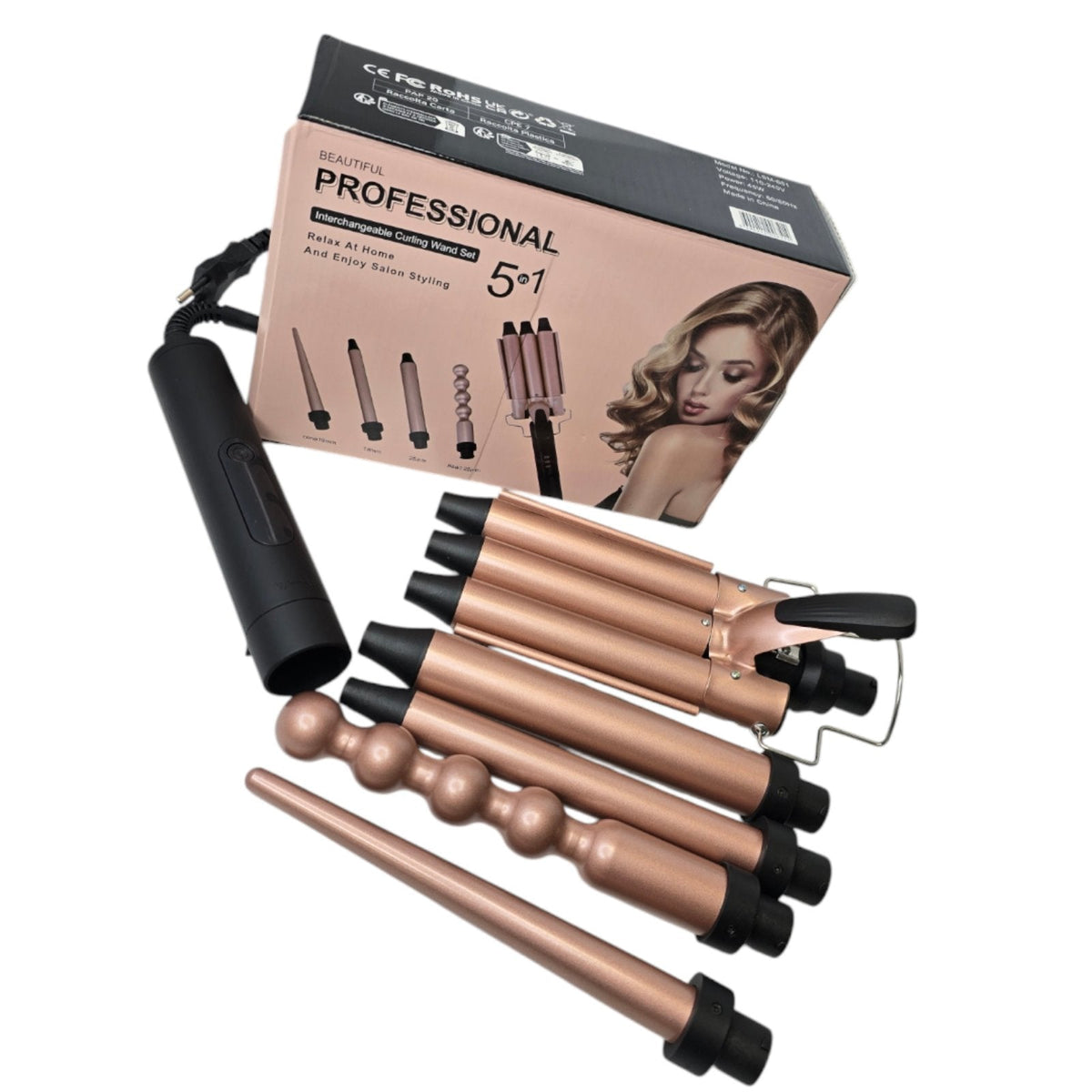 PACHET PROMOTIONAL !!! Ondulator Ceramic Profesional 6 in 1, cu 2 Trepte de intensitate, 180° C-210 ° C + Organizator rotativ 360°, pentru pensule de machiaj - CADOU !!!
