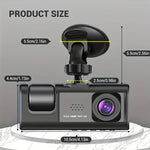 PACHET PROMOTIONAL - Camera auto tripla FullHD, 3 camere-fata/spate/interior, ecran 2'', G Senzor + Suport de Telefon, Ajustabil, Magnetic - CADOU !!!
