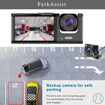 Camera auto tripla FullHD, 3 camere-fata/spate/interior, ecran 2'', G Senzor + Set casti Bluetooth - CADOU