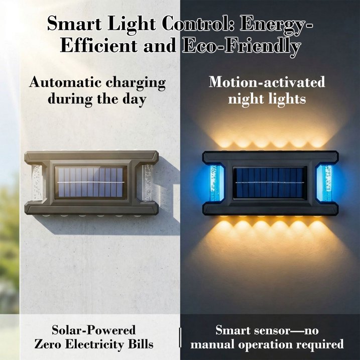 PACHET PROMOTIONAL 2+2 CADOU!! Lămpi Solare LED pentru Exterior cu Lumină Caldă și Iluminare RGB Laterală, Senzor Crepuscular, IP65