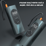 Compresor inteligent auto (150PSI, LED, 4 adaptoare) + stilou auto și afișaj pentru telefon – Cadou gratuit