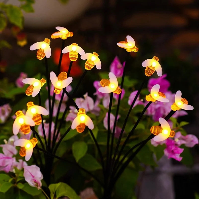 PACHET PROMOTIONAL !!! 3+1 GRATIS - Lampa Solară Decorativă cu 6 Albinuțe LED, Lumină Caldă, IP65, Senzor de Lumină, FLASH