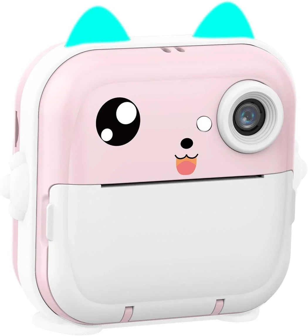 Aparat foto digital pentru copii cu imprimare instantanee CUTEPRINT, cu display de 2,4 inch 1080P Full HD+ 1 x rola de hârtieCADOU