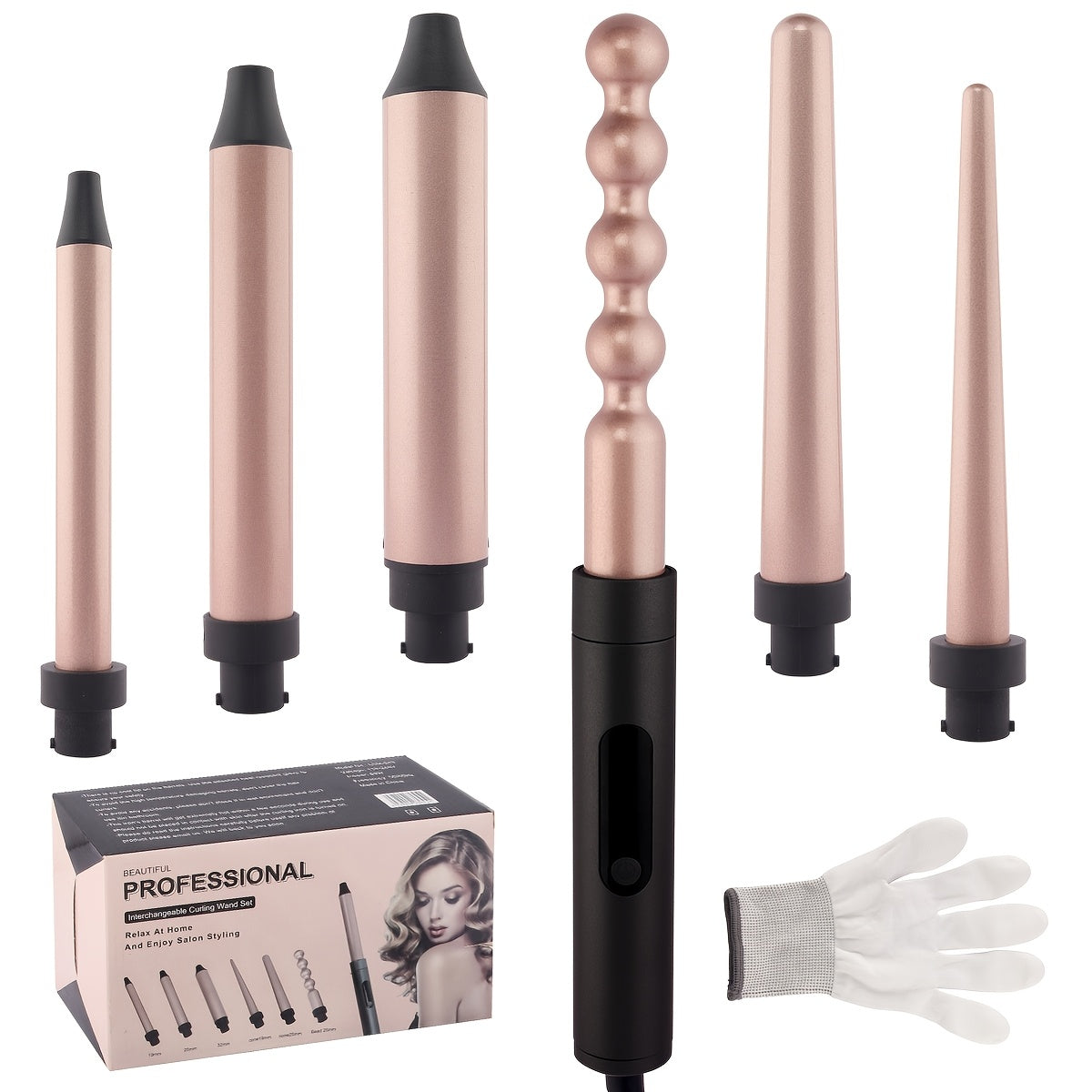 PACHET PROMOTIONAL !!! Ondulator Ceramic Profesional 6 in 1, cu 2 Trepte de intensitate, 180° C-210 ° C + Organizator rotativ 360°, pentru pensule de machiaj - CADOU !!!