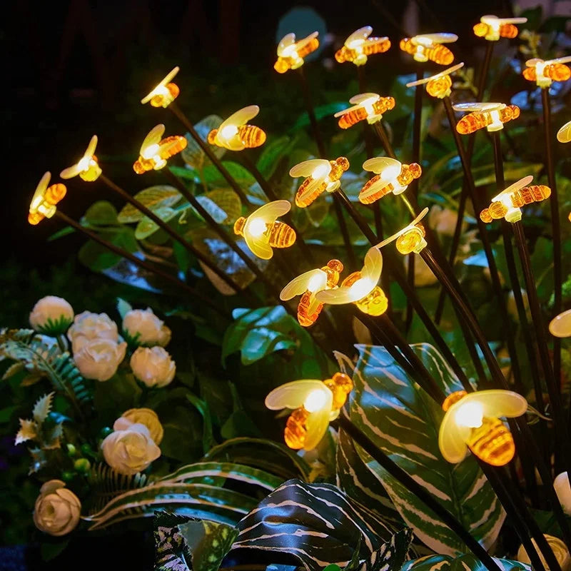 PACHET PROMOTIONAL !!! 3+1 GRATIS - Lampa Solară Decorativă cu 6 Albinuțe LED, Lumină Caldă, IP65, Senzor de Lumină, FLASH