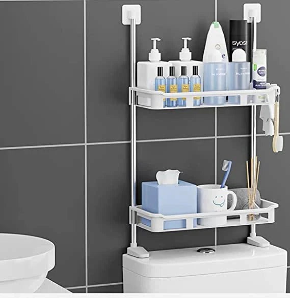 Set 2 prosoape de bumbac + suport de depozitare cu 2 niveluri + suport pentru prosoape cu ventuză + covoraș de baie gratuit
