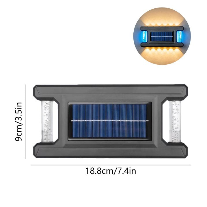 PACHET PROMOTIONAL 2+2 CADOU!! Lămpi Solare LED pentru Exterior cu Lumină Caldă și Iluminare RGB Laterală, Senzor Crepuscular, IP65