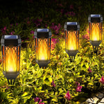 3+1 GRATIS Lampi Solare de Gradina cu Model , Tip Torta, 12 LED-uri, Efect Flacara, IP65