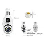 Camera supraveghere Tip Bec ULTRA HD Dual Camera, PTZ, Conexiune WiFi, Dulie E27 + Card de memorie 32GB - CADOU