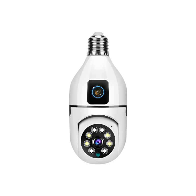 Camera supraveghere Tip Bec ULTRA HD Dual Camera, PTZ, Conexiune WiFi, Dulie E27 + Card de memorie 32GB - CADOU