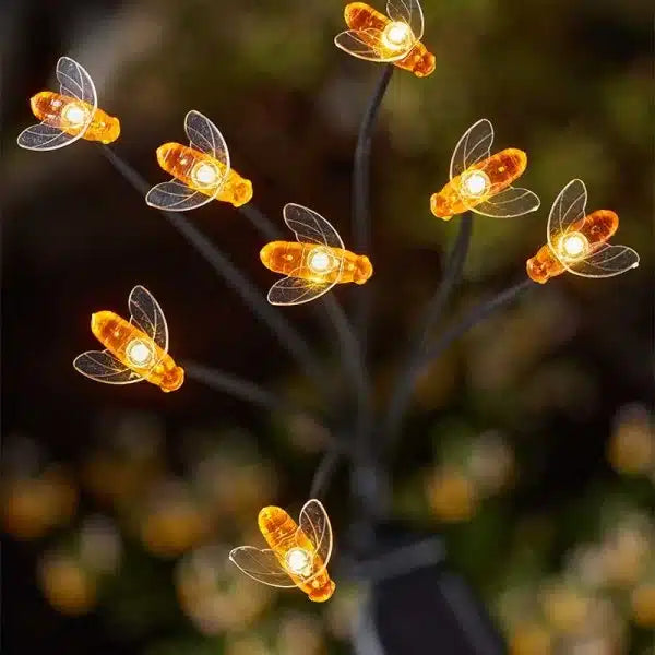 PACHET PROMOTIONAL !!! 3+1 GRATIS - Lampa Solară Decorativă cu 6 Albinuțe LED, Lumină Caldă, IP65, Senzor de Lumină, FLASH