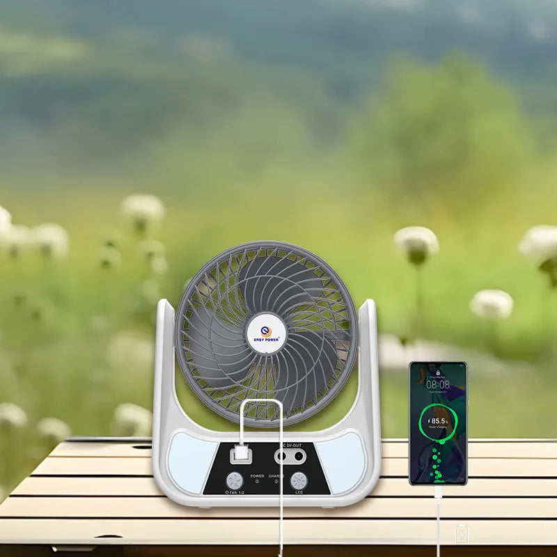 Ventilator solar cu lanternă + lanternă frontală cu senzor de mișcare (350lm, rezistent la apă) – Cadou gratuit