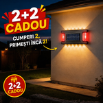 PACHET PROMOTIONAL 2+2 CADOU!! Lămpi Solare LED pentru Exterior cu Lumină Caldă și Iluminare RGB Laterală, Senzor Crepuscular, IP65