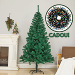 PACHET PROMOTIONAL !!! Brad Artificial verde, 150 CM + Instalatie liniara 100 LED-uri, 8 jocuri de lumini CADOU !!!