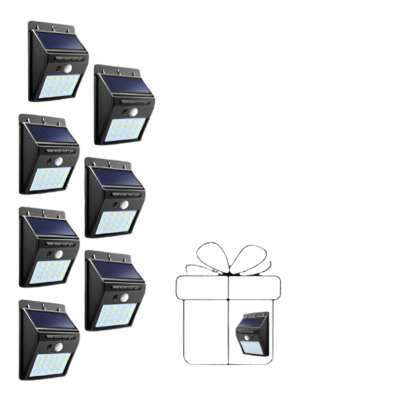 7+1 GRATIS - set lampi solare 30 led-uri si senzor de miscare
