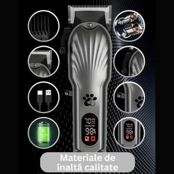 Dispozitiv de îngrijire pentru animale de companie 8 în 1 (220V, 12W) + Perie cu abur cu mâner la 360° – Cadou gratuit