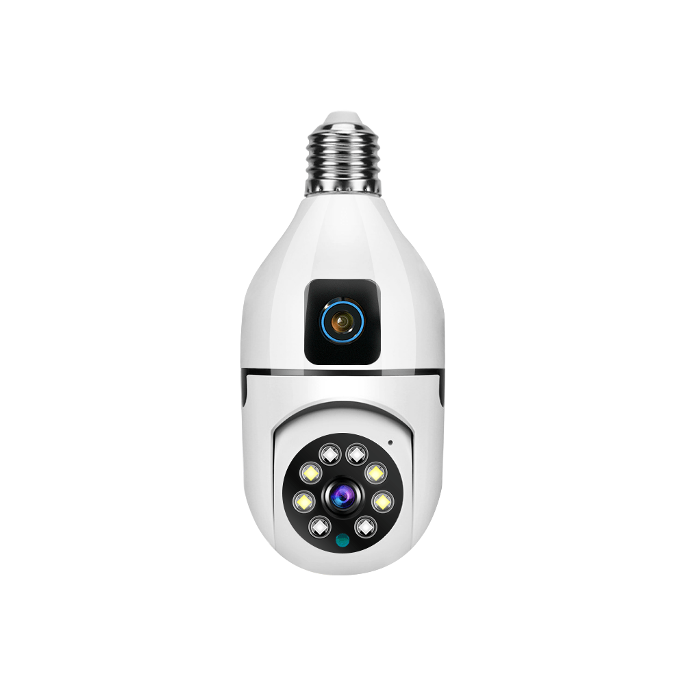 Camera supraveghere Tip Bec ULTRA HD Dual Camera, PTZ, Conexiune WiFi, Dulie E27 + Card de memorie 32GB - CADOU