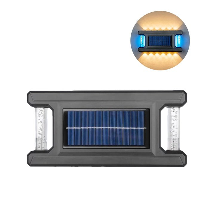 PACHET PROMOTIONAL 2+2 CADOU!! Lămpi Solare LED pentru Exterior cu Lumină Caldă și Iluminare RGB Laterală, Senzor Crepuscular, IP65