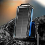 Baterie externa solara 20.000 mAh, 3 cabluri de incarcare si lanterna led + Set Casti Bluetooth - CADOU