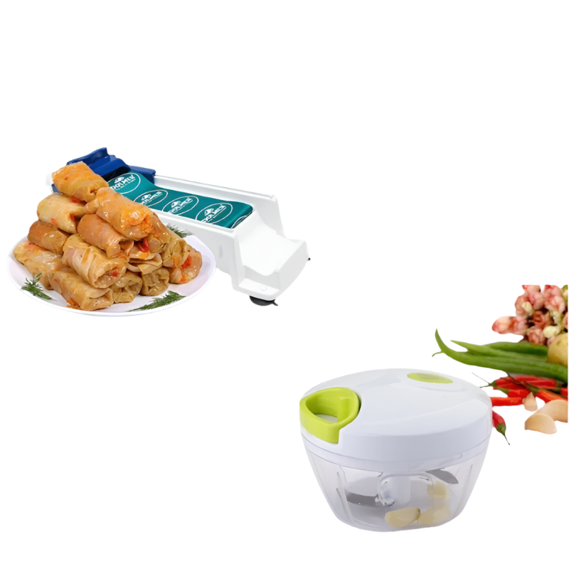 Aparat pentru rulat sarmale si rulouri de carne + Mini tocator manual cu snur