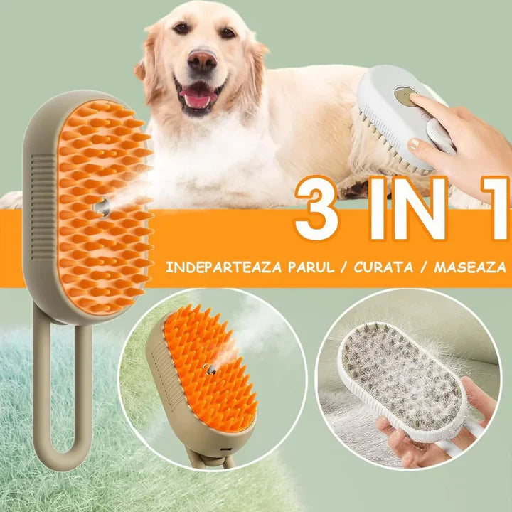 Dispozitiv de îngrijire pentru animale de companie 8 în 1 (220V, 12W) + Perie cu abur cu mâner la 360° – Cadou gratuit