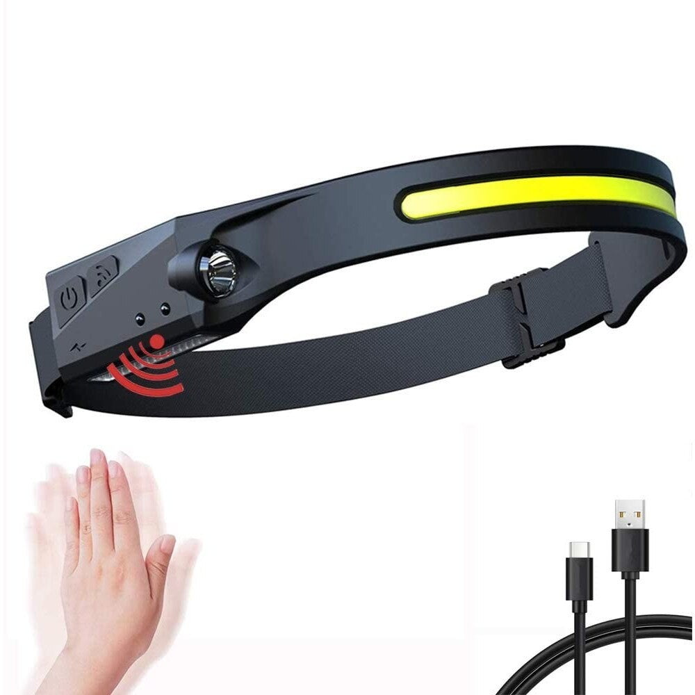 Ventilator solar cu lanternă + lanternă frontală cu senzor de mișcare (350lm, rezistent la apă) – Cadou gratuit