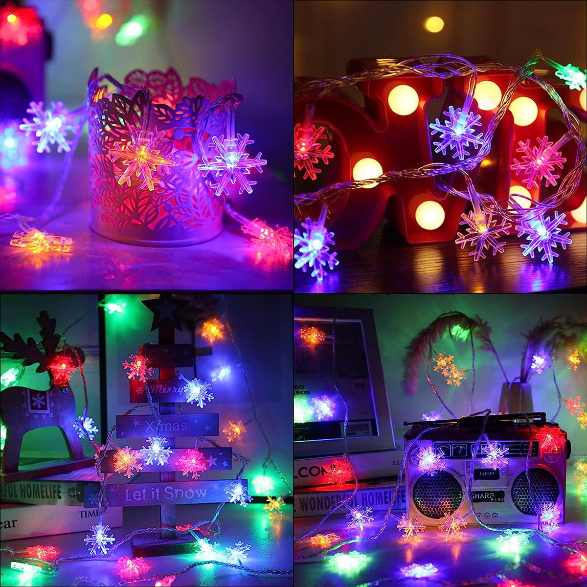PACHET PROMOTIONAL !!! 2 + 1 GRATIS !!! Instalatie solara 3m cu 30 fulgi LED-multicolor