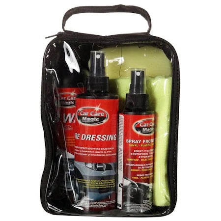 Kit pentru intretinere auto Car Care Magic, 5 piese + SPRAY pentru tapiterie CADOU