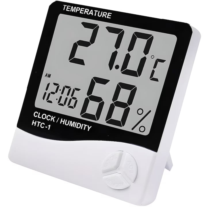 PACHET PROMOTIONAL !!! Tensiometru de incheietura automat cu ecran mare, electronic, pentru uz casnic + Ceas electronic de birou, cu ecran LCD ce indica temperatura si umiditatea CADOU !!!