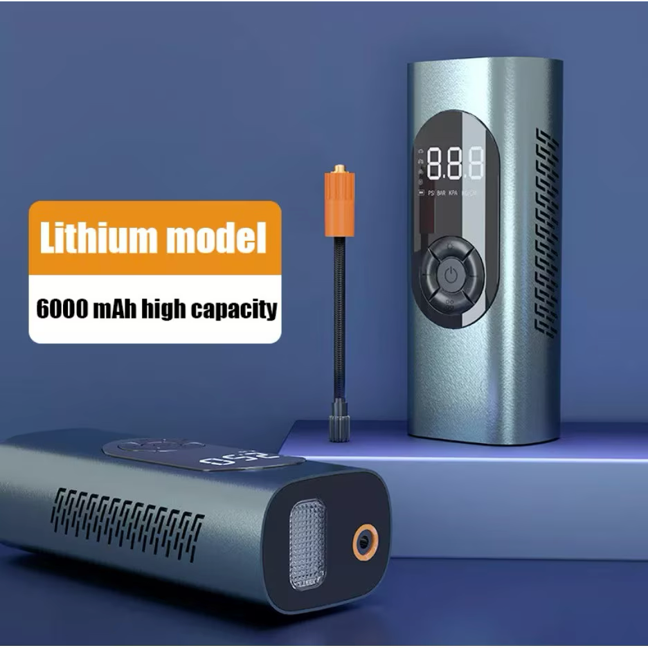 Compresor inteligent auto (150PSI, LED, 4 adaptoare) + stilou auto și afișaj pentru telefon – Cadou gratuit