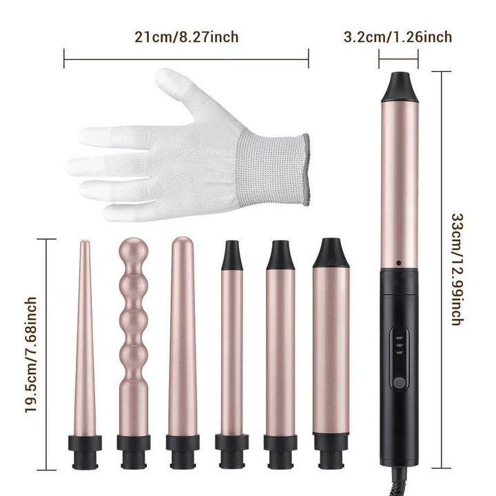 PACHET PROMOTIONAL !!! Ondulator Ceramic Profesional 6 in 1, cu 2 Trepte de intensitate, 180° C-210 ° C + Organizator rotativ 360°, pentru pensule de machiaj - CADOU !!!