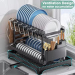 PACHET PROMOTIONAL !!! Scurgator vase, design auto-draining, organizator compact, negru, 42x30x29cm + 1 Set doua prosoape de bumbac pentru bucatarie si 1 ascutitor pentru cutite - CADOU !!!