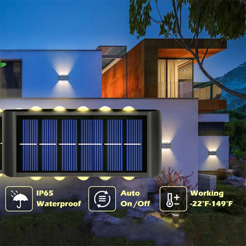 2+2 GRATIS Lampi solare de perete cu iluminare sus si jos - 12 LED-uri
