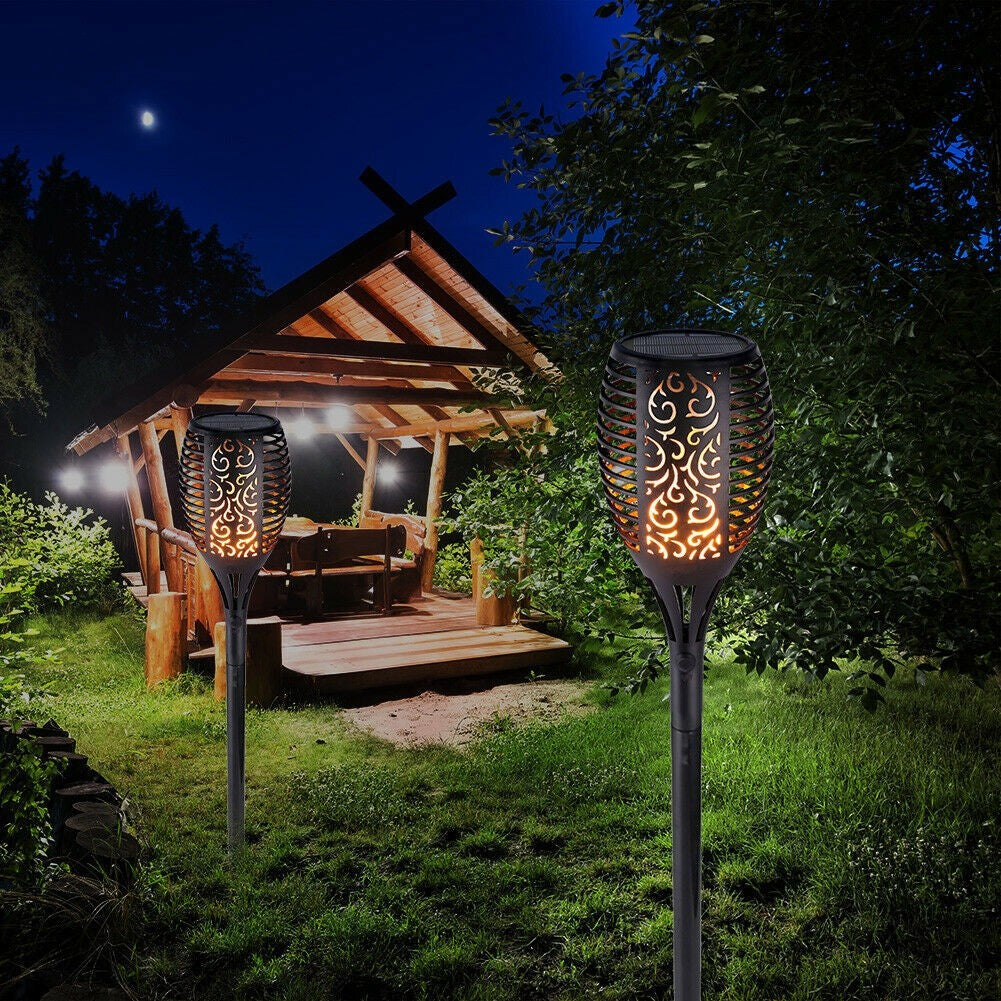 3+1 GRATIS Lampa solara gradina tip flacara torta cu diode led