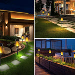 3+1 GRATIS Lampi Solare de Gradina cu Model , Tip Torta, 12 LED-uri, Efect Flacara, IP65